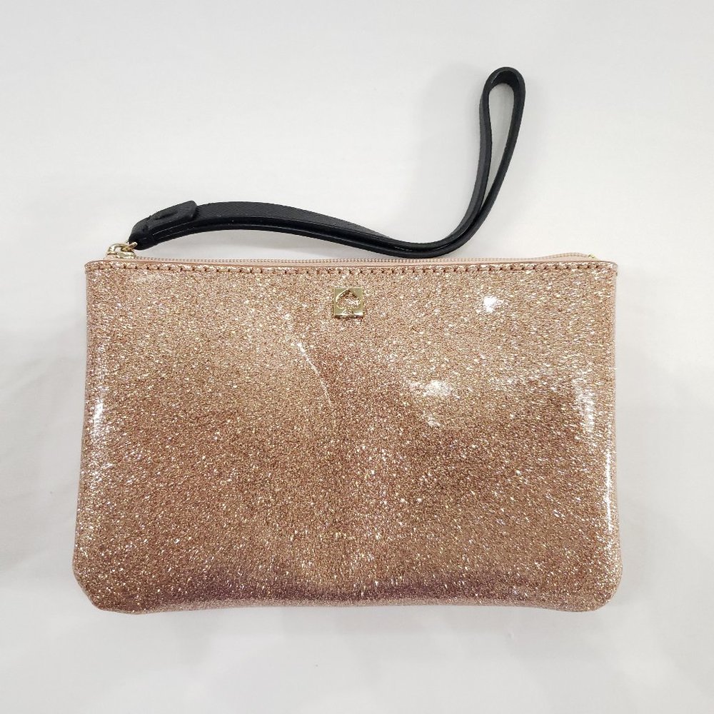 Kate Spade Rose Gold Pink Glitter Pouch